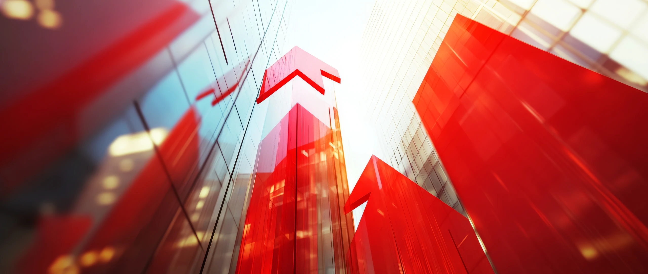 red arrows point upwards representing growth success forward momentum vibrant energetic style